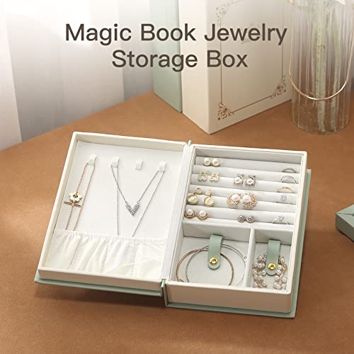Casegrace Jewelry Box Organizer Pu Leather Diary Jewelry Box Magic Book Design For Earrings Bracelet Necklace Rings Storage For Women Girls, Green #TOP5