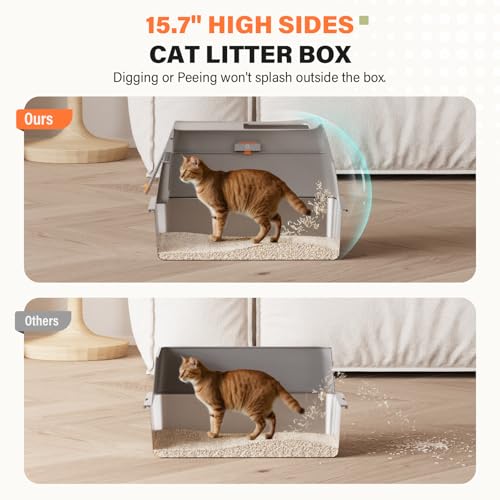 Arenero para gato de acero inoxidable grande con pala miniatura 3
