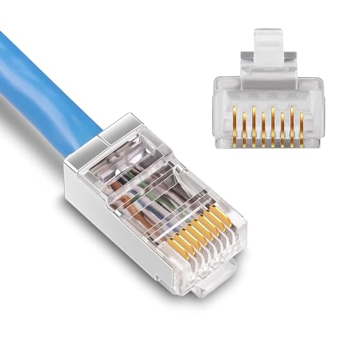 Connecteur RJ45 blindé Cat6 lot de 100 fiches ethernet FTP 8P8C pour cable reseau internet