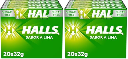 Halls Lima   Caramelo duro   Caja con 20 Sticks de 32 g (Paquete de 2)