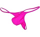 JAXFSTK Men's Spandex Thong Guy Men T-Back G-String Jockstrap Underwear Pouch Body Tanga Pants Pink XL