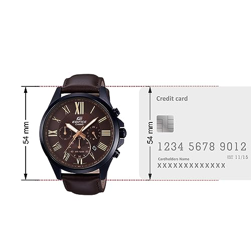 Casio EDifice EFV-500BL-1AVUDF Brown Analog Dial Black Leather Band Men's Watch Chronograph 100M Water Resistant EX316 - Image 6