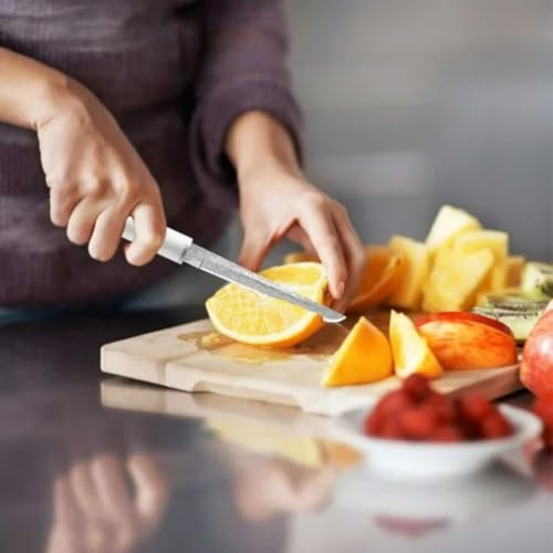 Image of Multifunctional Fruit Knife, Paring Knife Stainless Steel Professional Kitchen Knives with Ergonomic White Handle for Fine Cutting Tasks (Pack of 1, White)