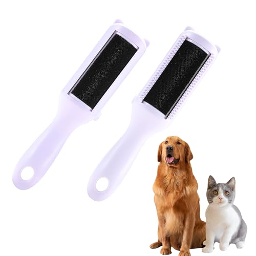 Image of 2 Pcs Cat and Dog Grooming Brush for Short Hair Pets, Shedding Brush for Indoor Cats, Dogs, Rabbits (Pale Purple)