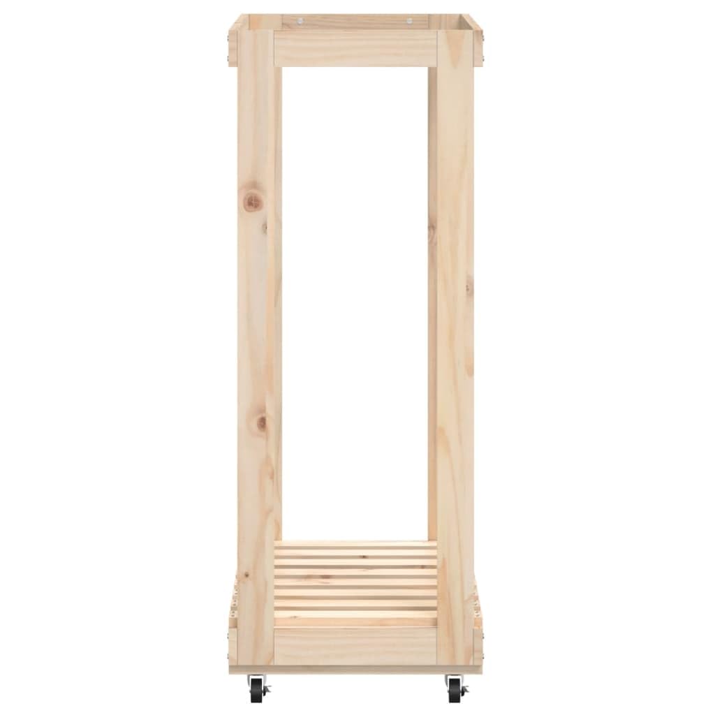 Generico Portalegna con Ruote 76,5x40x108 cm Legno Massello di Pino,Casa e Giardino,Accessori caminetti e stufe a Legna,Porta Legna,Marrone,7.09 kg,832325