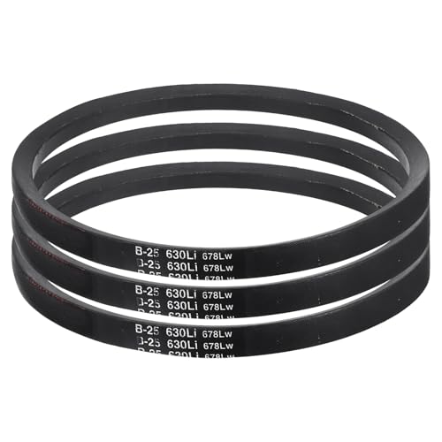 Image of uxcell 3 Pack B25 Classic Wrapped V-Belt, 28 inch Outside Circumference, Black Rubber V-Belt for Industrial Machinery Equipment