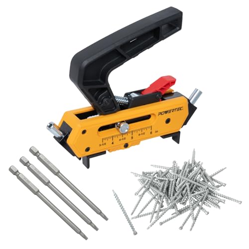 Image of POWERTEC Edge Deck Screw Jig Kit with 250pc #10 x 2-3 /8 inch Screws & T15 Depth-Stop Bit - Hidden Fastener Decking Tool with 3 Spacers for 3.5 inch to 6 inch Wood & Composite Decking (72482)