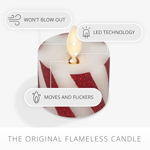 Image of Luminara 2-Pack Moving Flame LED Flameless Tealight (1.4 inch x 2 inch) Battery Operated Plastic LED Flameless Tea Light Smooth (Candy Cane Red)