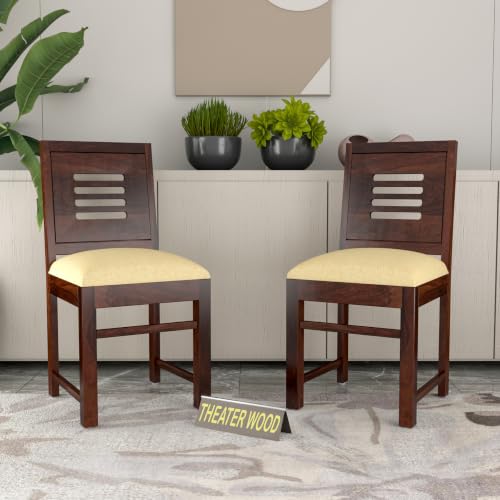 Image of Sheesham Wooden 2 Dining Chair Set for Living Room | Solid Wood Study Chair for Living Room | Office Chair for Home & Office | Rosewood Chair Set