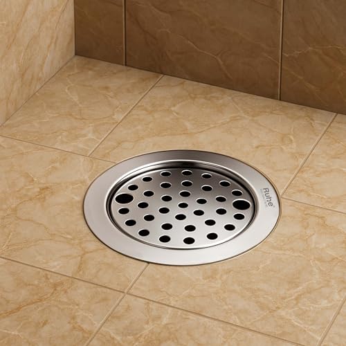Image of Ruhe Round Floor Drain with Lock and Cockroach Trap (5 Inches) | 304-Grade Stainless Steel Floor Drainer
