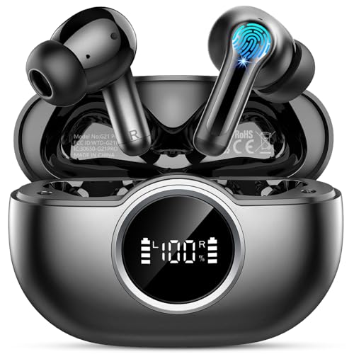 Wireless Earbuds, 2025 Bluetooth 5.4 Headphones 3D Bass Hi-Fi Stereo Ear Buds, 4 ENC Noise Cancelling Mic, 40+Hrs USB-C in-Ear Earphone, IP-X7 Waterproof Sport Workout Gym for Laptop Pad Android iOS