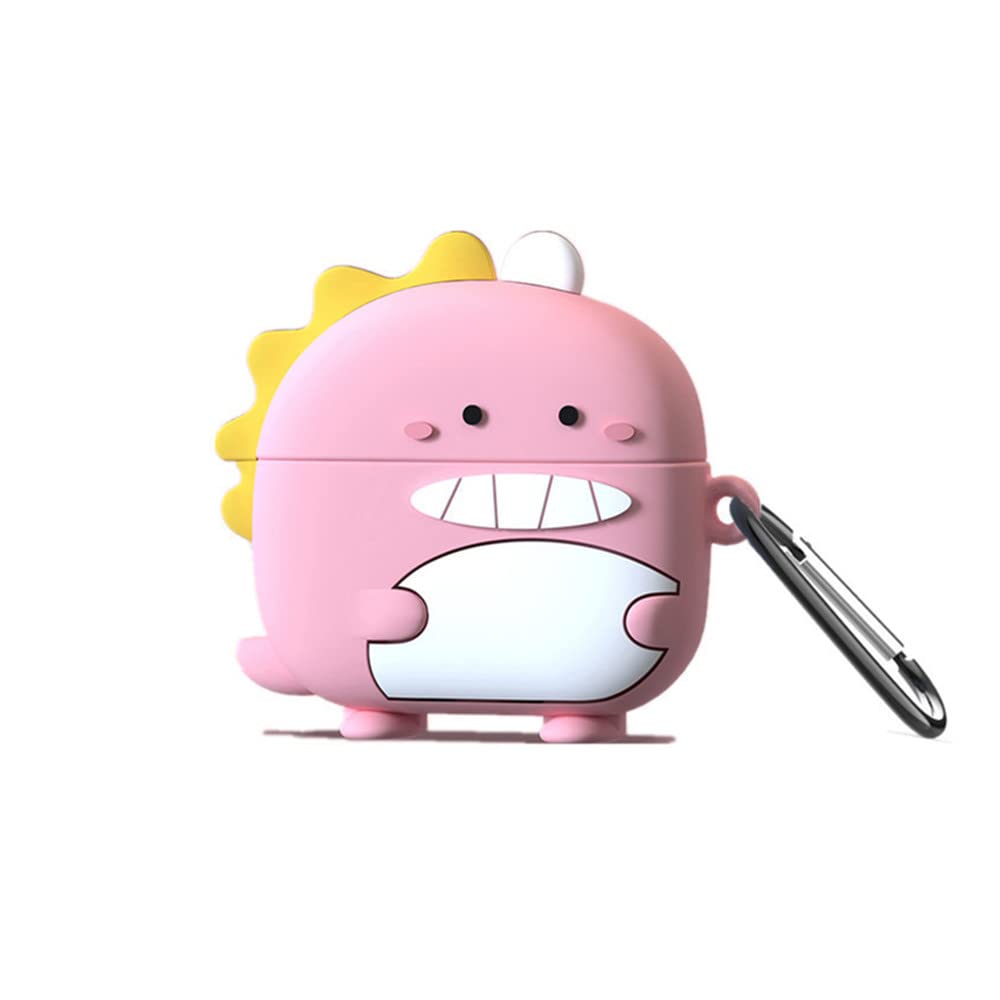 Guanli Cute Case for AirPods 3rd Generation 2021 Model,Cool Funny 3D Cartoon Lovely Animals & Fruit Design Silicone Protective Case Cover with Keychain for New Airpod 3 Gen for Women Men (Pink Dino)