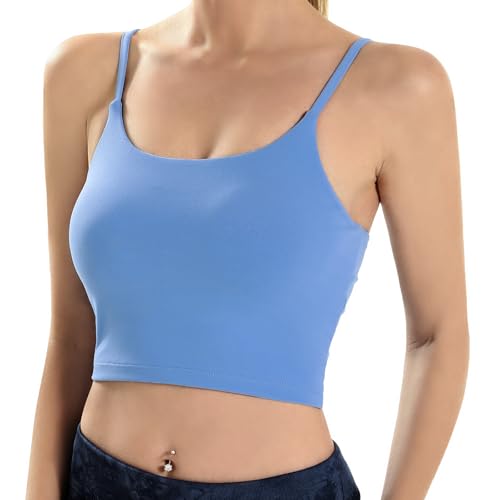 Image of ECOPARTY Wirefree Padded Yoga Sports Bra for Women - Moisture Wicking Quick Dry Workout Crop Tank Camisole