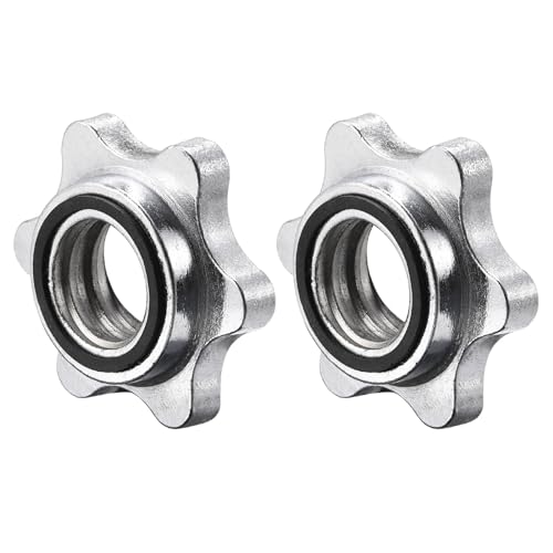 uxcell Dumbbell Hex Nut, 2Pcs M28 Anti-Slip Lock Collar Screw for Barbell Dumbbell Weight Lifting Silver