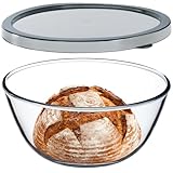 EWAFILU 4.7QT Large Glass Mixing Bowl with Lid, Clear Glass Salad Cooking Bowls for Sourdough, Salad and Storage Prepping and Baking Food Storage Set