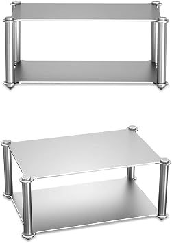 Aluminum Alloy Amplifier Hi-Fi Audio Rack, Full Metal Desktop Amplifier Stand, Audio Component Shelf with Shock Absorption Feet Three-Layer293 x 200 x 244mm