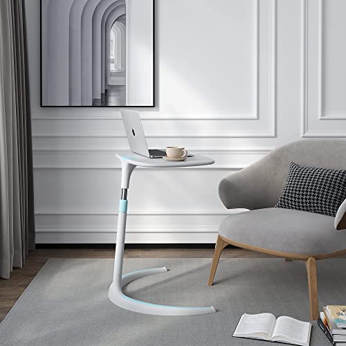 Alfa Furnishing C Table Adjustable End Table (25"-32" H), Sofa Table Bed Table Mobile Laptop Desk For Home 18"X 25"X 33" - White + Blue #TOP6