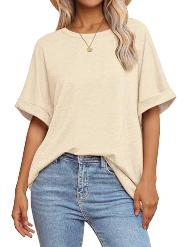 Image of ATHMILE Womens Oversized T Shirts Summer Tops Spring Casual Loose Fit Workout Short Sleeve 2026 Beach Vacation