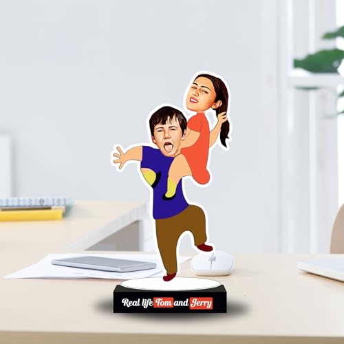 Image of ZOCI VOCI Real Life inchTom and Jerry inch Personalized Sibling Caricature: Funny Rakhi Gift for Brother & Sister