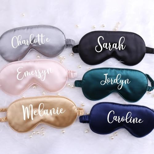 Masque de sommeil personnalisé en soie | Lot de 2 masques de nuit future mariée