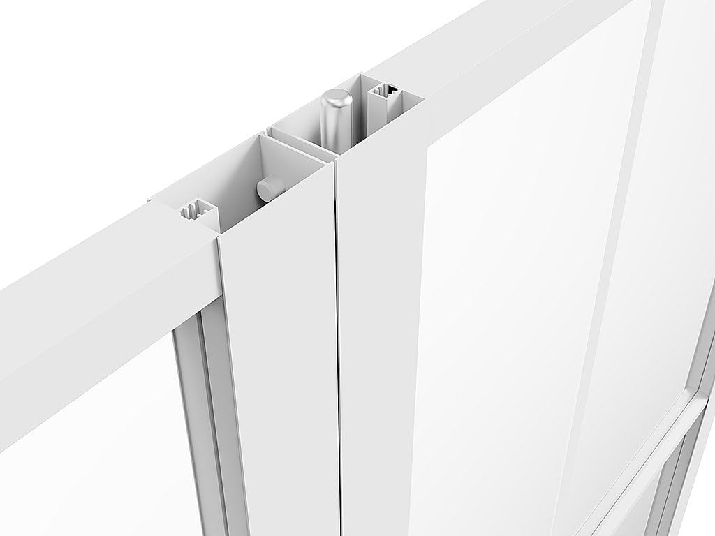 SEROTO - Bloque de puerta reversible con dos hojas de aluminio y vidrio templado, 2 x 204 x 73 cm, color blanco
