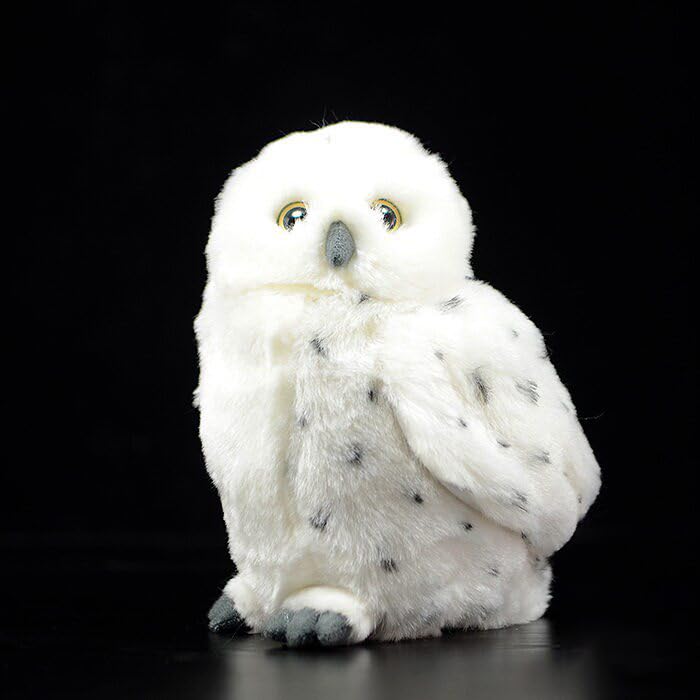 Peluche harfang des neiges oiseau blanc 25cm pour la sieste des enfants