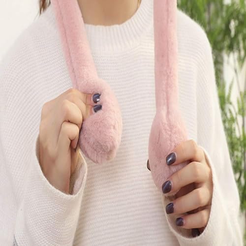 Image of Women's Winter Plush Earwarmer Bunny Earmuffs with Moving Jumping Rabbit Ears Headbands Winter Ear Warmers for Women Girls