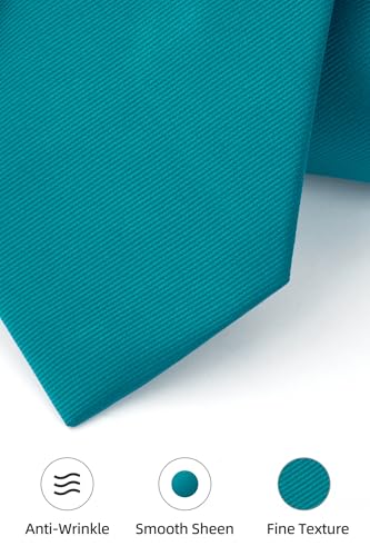 Image of HISDERN Mens Ties Solid Color Ties for Men Formal Necktie with Pocket Square Set Satin Silk Neck Tie Handkerchiefs Set