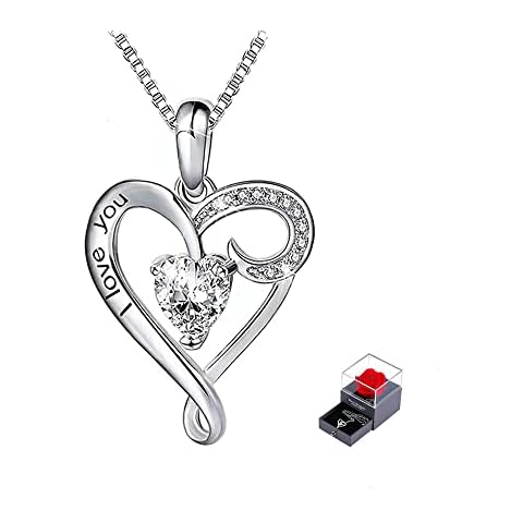 Preserved Real Rose, Handmade Eternal Rose Gift Box with I Love You Necklace, Romantic Gifts for Her Wife Girlfriend Mum, Birthday, Valentine's Day, Wedding Anniversary, Mother‘s Day, Christmas Gifts Cover