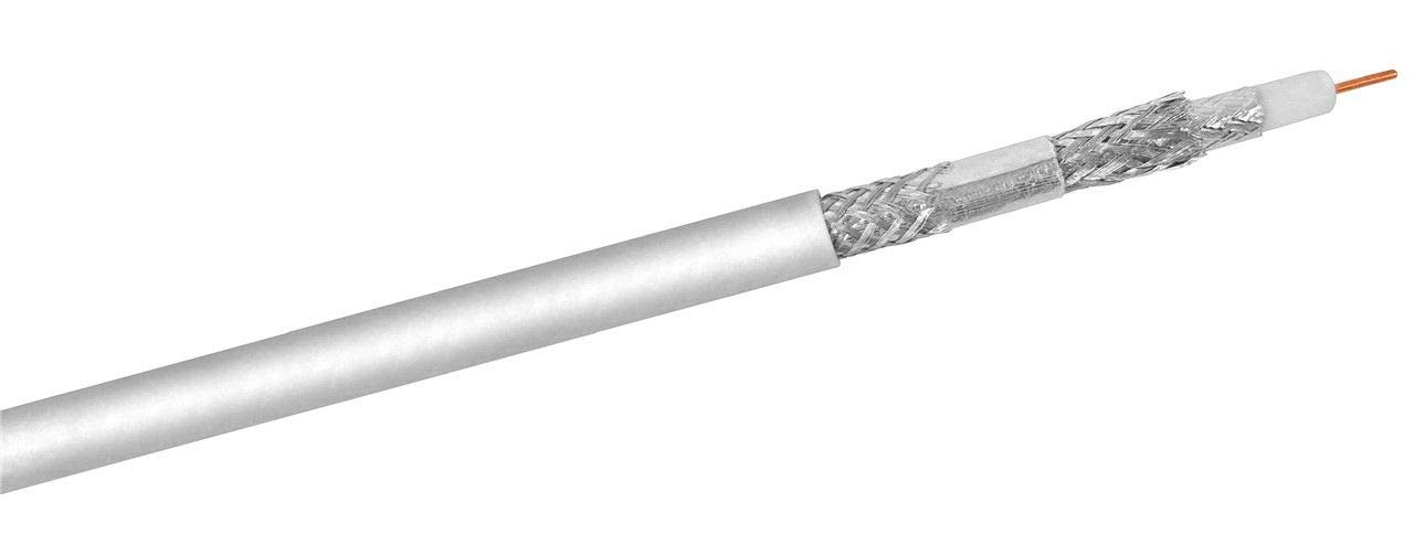 Goobay 74021 - Cable coaxial de antena (120 dB, para las máximas exigencias en el ámbito de los sistemas satélite y BK, 4 x apantallado, CCS, 100 m), color blanco