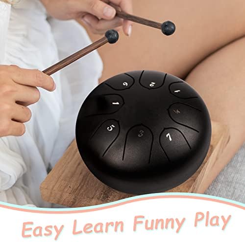 INMAKER Steel Tongue Drum 8 Note 6 Inch C-Key Hand Pan Panda Drum Percussion Instrument with Mallet Music Book, Musical Education Yoga 3 41q5qBTMY0L. AC