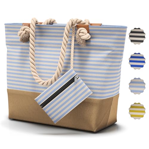 Bolsa Grande XXL Familiar, Mujer, Hombre - con cremallera y 2 bolsillos interiores (para bañadores mojados y objetos de valor) asa cómoda, ligera, impermeable | para Viaje, Playa