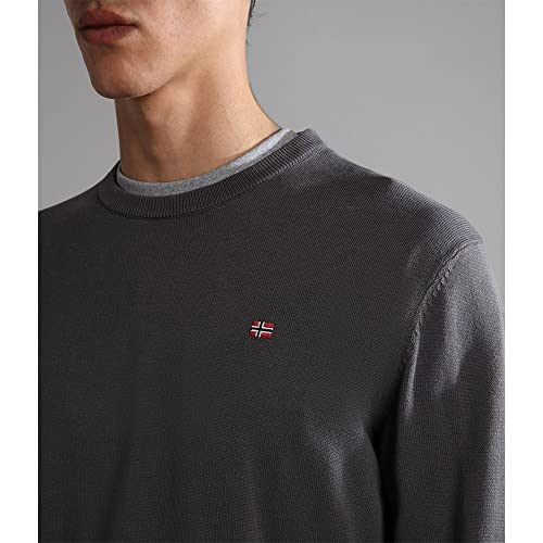 Pull gris Napapijri NP0A4D Droz 4 une maille d'exception au design travaillé