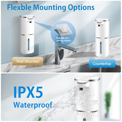 Automatic Liquid Soap Dispenser,Digital Display 9-Level Adjustable Touchless Smart Hand & Dish Soap Dispenser, USB Rechargeable, 13.5oz/400mL Wall Mounted for Bathroom Kitchen, Hotel, Restaurant - Image 6