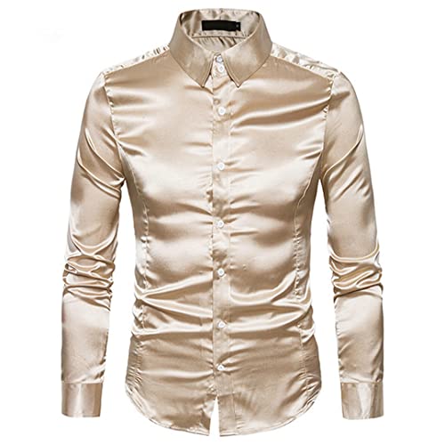 Chemise en soie homme anti-plis style chic noir doré pour rester élégant