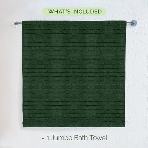 Image of Elegant Comfort 100% Turkish Cotton Corduroy Ribbed Luxury Jumbo Bath Towel Ultra Soft - 35 x 70 Inch - Luxury Spa Premium Hotel Quality Highly Absorbent and Quick Dry Large Bath Towel, Hunter Green