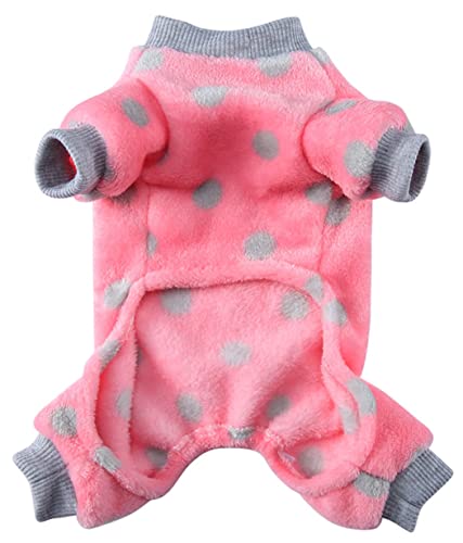 XIAOYU Cute Dot Pattern Dog Pajamas Costumes Pet Clothes Cat Apparel Shirt Winter Holiday Cute Pjs Outfits for Small Pets Pink, XL - Image 2