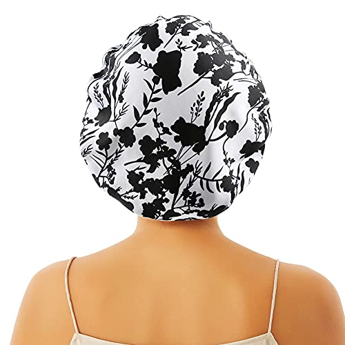 Image of Stain Bonnet Silk Sleep Cap Adjustable Satin Cap for Night Sleeping Hair Bonnet Reversible Double Layer