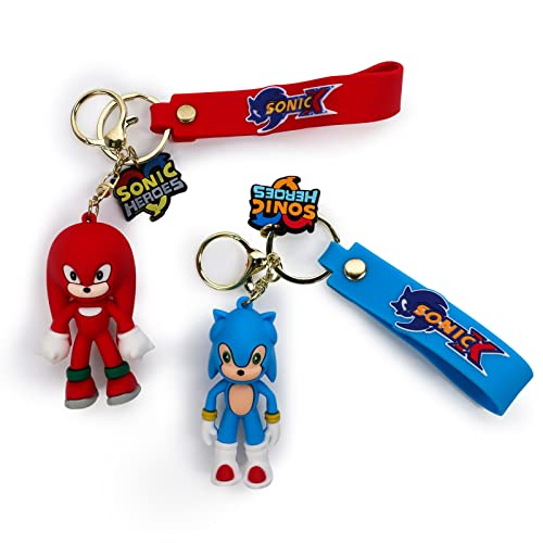 Gxhong Sonic The Hedgehog Colgante de Llavero Sonic Keychain, 3D Llavero de Personaje de Dibujos...