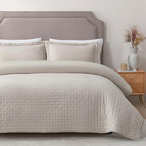 Hansleep Cream Quilt Queen Size - Point Pattern Ultrasonic All Se...