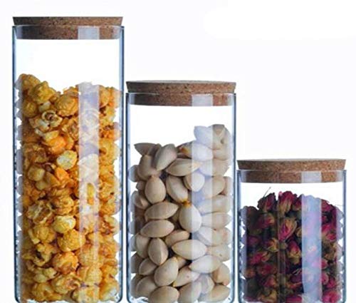 Xingzi Kitchen Storage Containers With Cork Lids Set Of 2 300Ml/10Oz Durable Refillable Clear Glass Food Canisters Storage Container Vial Jars For Tea Coffee Flower Dry Goods Pantry Organization #TOP1