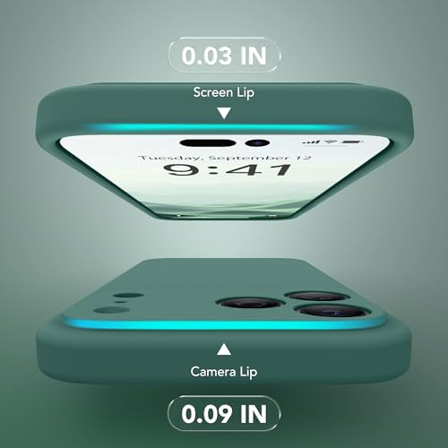 Image of Magnetic for iPhone 17 Pro Case, Compatible with MagSafe, [Full Camera Protection][Screen Protector] Silicone Shockproof Protective Phone Case for iPhone 17 Pro 6.3 inch, Midnight Green