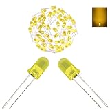 KKEANIC LED Diode Light, 5mm 120 PCS, Emitting Lighting Bulb Lamp, DC 2.0V 20mA,Sigle Lamps Power light decorative lamp floodlight (Yellow light -Yellow Diffused Lens)