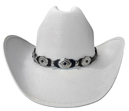Western Silver Concho Hat Band Decorative Belt with Scalloped Concho and Adjustable Buckle Set2