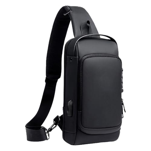 Anti-Theft Unisex Crossbody Sling Bag, Large Capacity Waterproof Travel Crossbody Bags, Pu Leather Shoulder Sling Bags