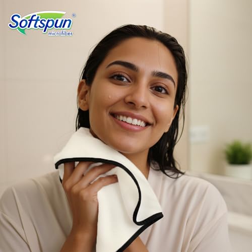 Image of SOFTSPUN Microfiber Hand & Face Wipes 280 GSM 20x30 Cms, 4 Piece Towel Set, (White) Super Soft & Silky for Hand, Face and Body - Hypoallergenic Sensitive Skin Wipes & Washcloths.