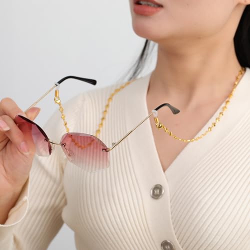 Image of Amaxer Heart Eyeglass Chain Silver /Rose Gold /Gold Eyewear Accessories for Men Women (gold), Medium