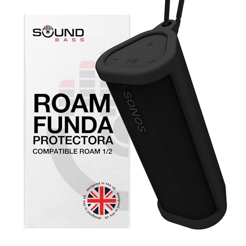 Funda Protectora de Silicona Resistente para Sonos Roam 2 | Negro | Ahora con Botón Bluetooth para Roam2 | Protege tu Altavoz Bluetooth Inalámbrico con Esta Cubierta/Funda