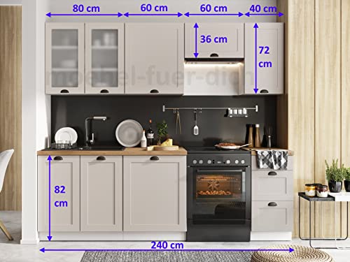 Landhausküche Adele Küchenzeile Einbauküche 240 cm, 7-teilig mit SoftClose Schubladen - Image 3