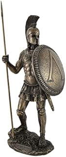 Things2Die4 Bronzed Spartan Warrior with Spear and Hoplite Shield Statue